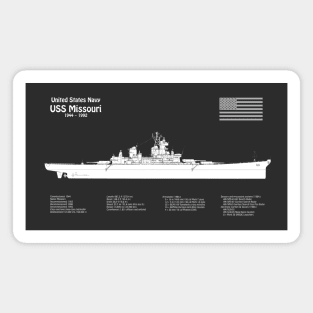 USS Missouri bb-63. World War II Battleship - PBDpng Magnet